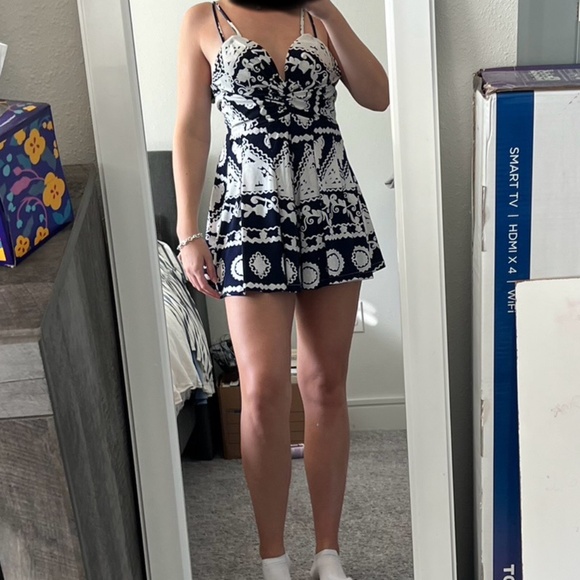 Blue and White Romper - Picture 1 of 2